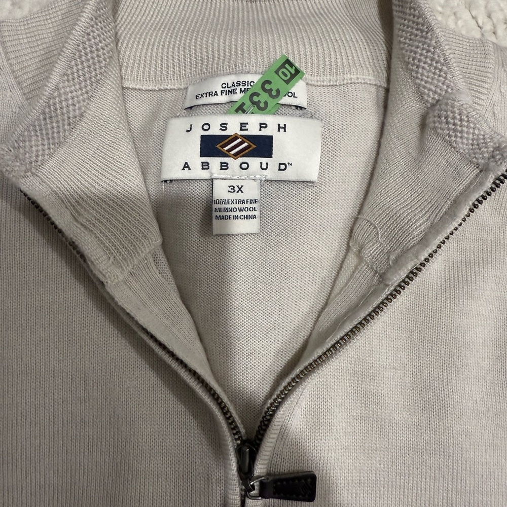 Joseph Abboud Classic Fit Extra Fine Merino Wool Quarter Zip Sweater.  Size 3X - Picture 2 of 8